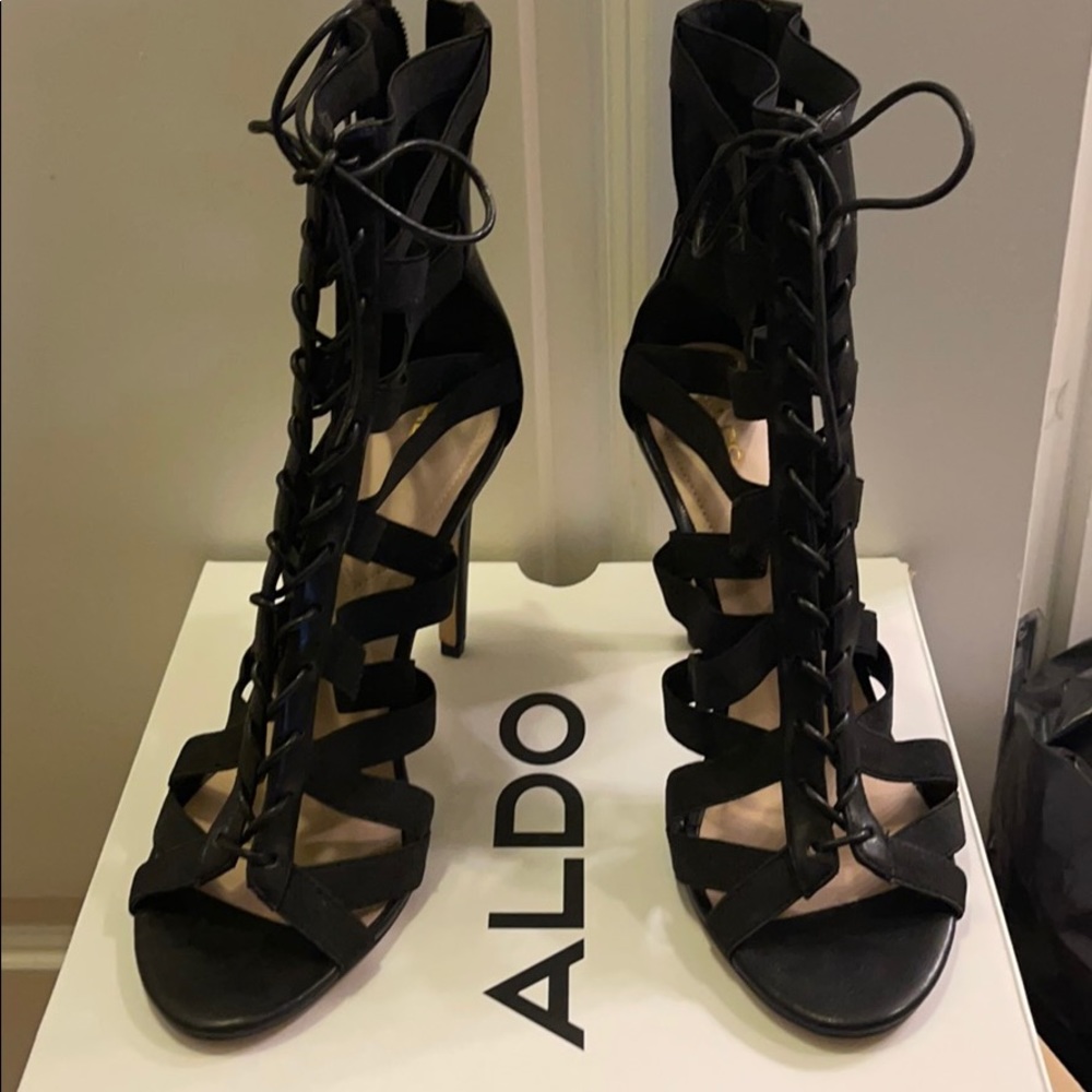Aldo Black Strappy Heels